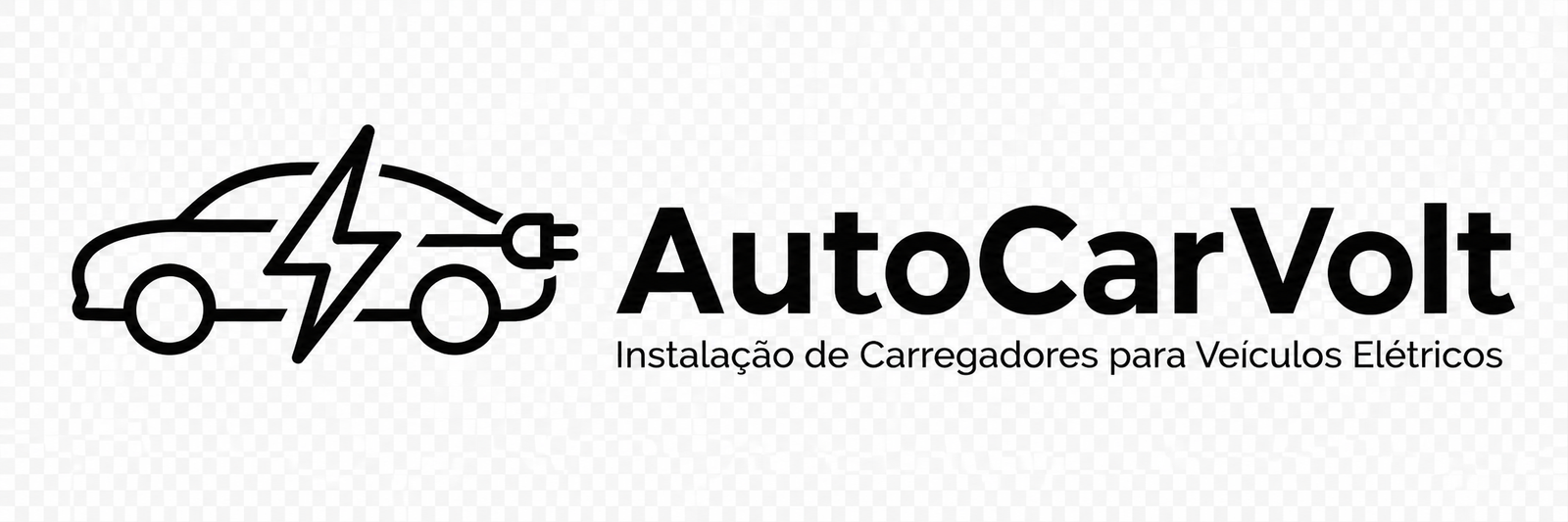 Logótipo preto AUTOCARVOLT com slogan sobre fundo claro