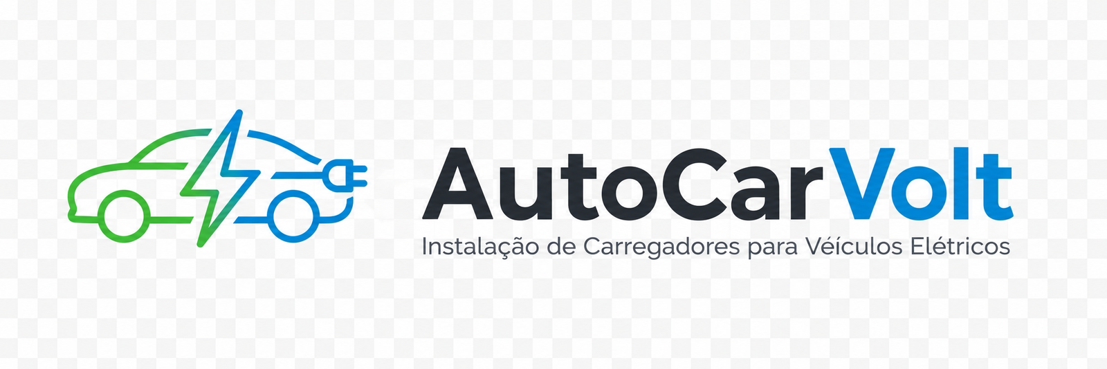 Logótipo horizontal colorido AUTOCARVOLT com slogan